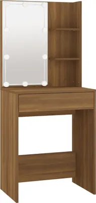 Produktbild von vidaXL Schminktisch mit LED Braun Eichen-Optik 60x40x140 cm