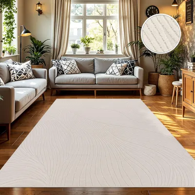 Produktbild von TT Home In-& Outdoorteppich Wetterfest Balkon Schlafzimmer Boho Skandi Motiv Unifarben Geometrische Optik Moderner Style Größe 120x160 cm