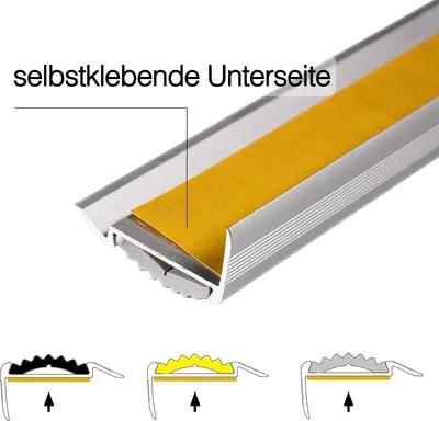 Immagine prodotto di Profilo paragradino con inserto singolo in gomma Power Grip Lunghezza: 100 cm Preforato Giallo