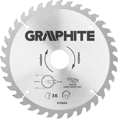 Zdjęcie produktu dla GRAPHITE Tarcza do pilarki, widiowa, 185 x 30 mm, 36 zębów