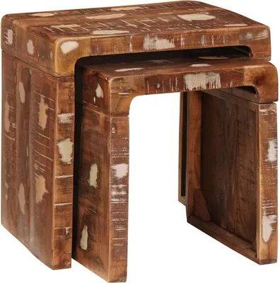 Image de vidaXL Tables gigognes, lot de 2, marron, bois massif recyclé