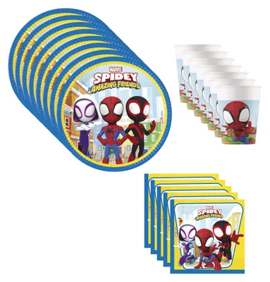 Produktbild von Spidey Partygeschirr Set 36-tlg Kindergeburtstag Deko Teller Becher Servietten
