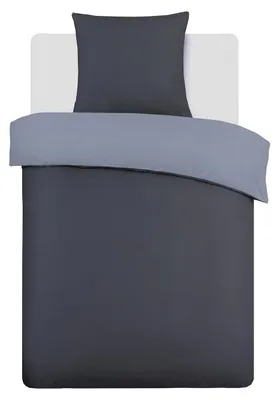 Produktbild von TRANKIELO® - Wendbares Bettbezug 135 x 200 cm - 100% Baumwolle - Anthrazit/Grau -