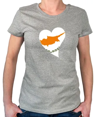 Produktbild von Huuraa Damen T-Shirt Zypern Flagge Herz S Sport Grey Bio Baumwolle Fairtrade Damenshirt Geschenkidee