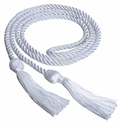 Ehrenkordel mit Quaste, 5 Stück, geflochten, 170 cm, Weiß