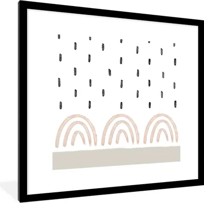 Produktbild von MuchoWow® Gerahmtes Poster Regenbogen - Pastell - Regen 40x40 cm - Poster mit Schwarzem Bilderrahmen Wandposter Rahmen Foto Bilder - Poster - Plakat im Rahmen