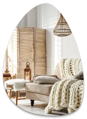 Produktbild von Moderner asymmetrischer Wandspiegel – rahmenloser Dekospiegel in organischer Form – stilvoller Spiegel für Bad, Flur, Wohnzimmer und Schlafzimmer – 50x70 cm