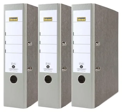 Produktbild von Idena 90084 - Ordner für DIN A4, 8 cm breit, Wolkenmarmor, grau, 3 Stück