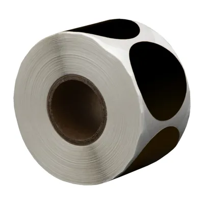Produktbild von 500 runde Etiketten schwarz 35 mm auf Rolle - Verschlusssiegel - Markierungspunkte - Blanko-Rundaufkleber - DULA