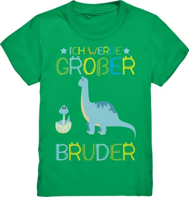 Produktbild von Dinosaurier Großer Bruder Dino T-Shirt – Kelly Green / 110/116 (5-6)