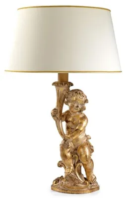 Produktbild von Casa Padrino Luxus Barock Tischleuchte Antik Gold / Weiß-Gold Ø 20 x H. 54,5 cm - Prunkvolle Barockstil Schreibtischleuchte mit Lampenschirm - Luxus Qualität - Italy