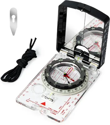 Imagen del producto de Brújula con espejo, ajuste de declinación, portátil, ideal para senderismo y camping