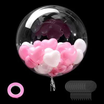 Transparente Bobo-Ballons, 10 Stück, 40 cm, mit Band