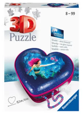 Immagine prodotto di Ravensburger 3D-Puzzle Herzschatulle - Bezaubernde Meerjungfrauen, dreidimensionales Puzzle, 54 Teile, 11249