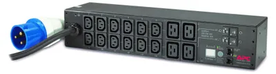 Produktbild von APC Rack-Stromverteiler, Metered, 2 HE, 32 A, 230 V, (12) C13 & (4) C19, Messgerät, 2U, Einphasig, Horizontal/Vertikal, Schwarz, 16 AC-Ausgänge