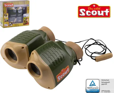 Produktbild von Scout Fernglas  aus Kunststoff mit gummierten Haltepunkten,, Fokuseinstellung 6x30, mit Sicherheitskordel, ab 3 Jahren