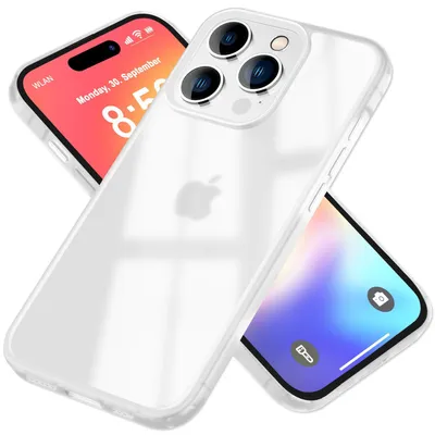 Image de Étui mat NALIA pour iPhone 16 Pro – Bordure en TPU résistante aux chocs et semi-transparente – FUZION (étui anti-traces de doigts) – Marque berlinoise – Blanc