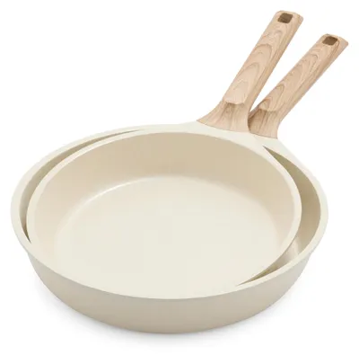 Pfannenset 2-tlg., 24 & 28 cm, Keramik, PFAS-frei, Induktion, creme