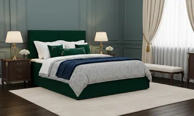 Produktbild von KSHOMECONCEPT Boxspringbett 160 x 200 cm, Bett mit Bettkasten und Bonellmatratze und Topper, AURORA, Grün