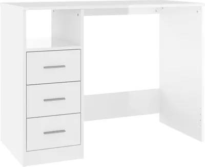 Obrázek produktu pro vidaXL Psací stůl se zásuvkami vysoký lesk bílý 102x50x76 cm