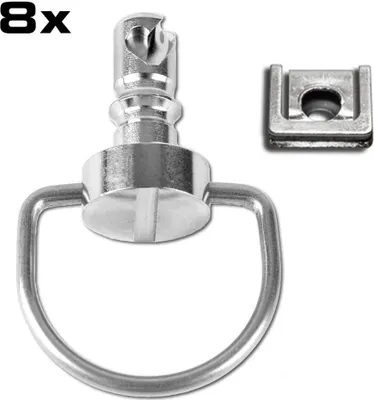 Produktbild von D-Ring Schnellverschlüsse, 14 mm, Stahl, 8er Set, silber, Steckplatte