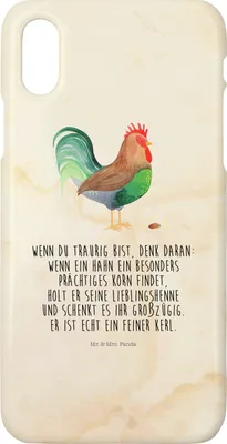 Produktbild von Mr. & Mrs. Panda Iphone 10 Handyhülle Hahn Korn - Vintage - Geschenk, Cover, X, Natur, Eier, Bauernhof, Handy, Henne, Hülle