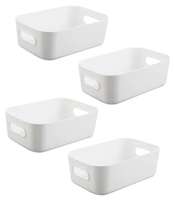 Productafbeelding van Opbergdozen - Opbergbox - Kunststof - Set van 4 - Stapelbaar - Wit - 20 x 14 x 7 cm