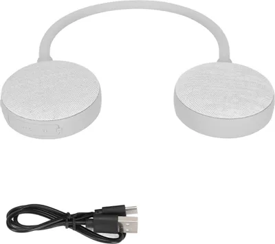 Zdjęcie produktu dla Bezprzewodowy głośnik z pałąkiem na szyję, przenośny bezprzewodowy głośnik Bluetooth z pałąkiem na szyję, stereo Hi-Fi, przenośny z mikrofonem do domu (szary)