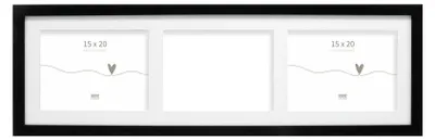 Fotolijst für 3 Fotos 15x20 cm, Holz MDF, Schwarz, horizontal