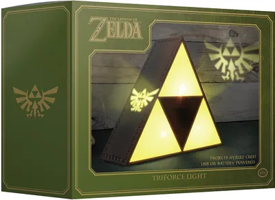 Produktbild von Paladone Zelda Triforce-Licht Tischleuchte, mit Hyrule-Wappen Projektion, aus Kunststoff, Schwarz-Gelb, 26.7 x 8.9 x 19 cm, 358g