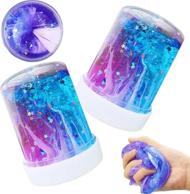 Produktbild von Neueste Sternenhimmel Schleim, Flauschiger Schleim Spielzeug Floam Mischen Wolke Schleim Kitt Duftenden Stressabbau Ton für Kinder und Erwachsene, 2 Pack