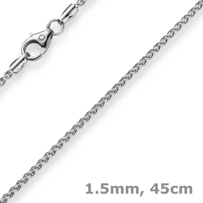 Produktbild von 1,5mm Zopfkette Kette Collier aus 585 Gold Weißgold Goldkette 45cm