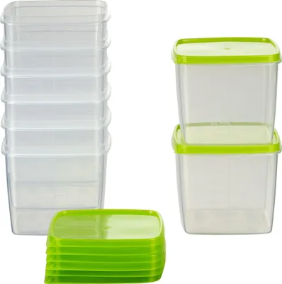 Produktbild von MiraHome Vorratsdosen Sets verschiedene Größen rund/quadratisch grün – Vorratsdosen mit Deckel Luftdicht – Gefrierdosen für Mealprep & Küche