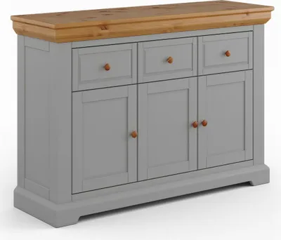 Produktbild von Kommode Marone Elite Sideboard Massivholz geölt Ausführung wählbar,131,5cm,grau / Kiefer Natur