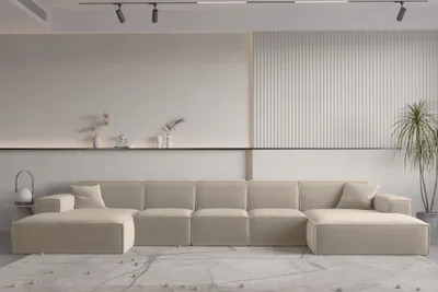 Produktbild von Wohnlandschaft U-Form CELES PREMIUM XL in Stoff Opera Velvet Beige