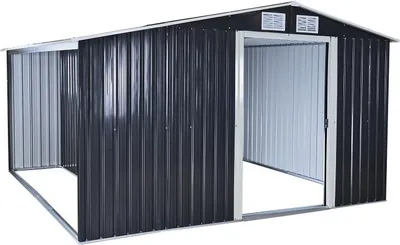 Produktbild von Metall-Gartenhaus mit Holzschuppen 328x314x188 cm Canberra