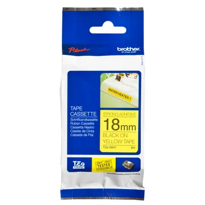 Produktbild von Brother TZe-S641 - Extra starker Klebstoff - Schwarz auf Gelb - Rolle (1,8 cm x 8 m) 1 Kassette(n) laminiertes Band - für Brother PT-D600, P-Touch PT-1880, D450, D800, E550, E800, P900, P950, P-Touch EDGE PT-P750