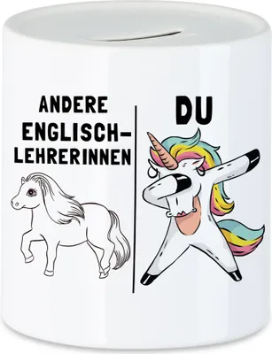 Produktbild von Andere Englischlehrerinnen Du Spardose  Pferd Einhorn Humor Lustig Unicorn Geschenk Apotheke