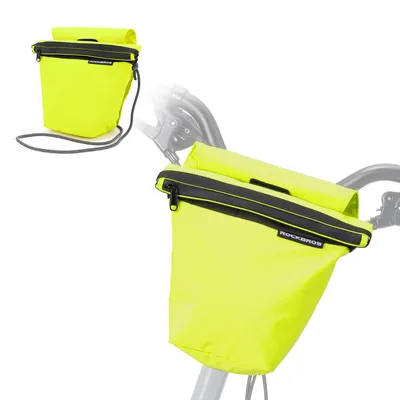 Productafbeelding van ROCKBROS Stuurzak, opvouwbare fietstas, scheurvast, ultralicht, fietstuurzak met schouderband, geschikt voor Brompton, pendelaars, stadsfietsen, 2,5-3 liter, groen