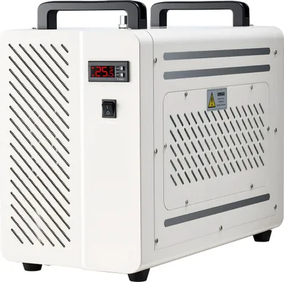 Immagine prodotto di Refrigeratore industriale ad acqua, 1600 W, sistema di raffreddamento industriale ad acqua con compressore, serbatoio da 7 litri, portata massima 13 l/min, refrigeratore laser, per macchine di incisione e taglio laser CO2.