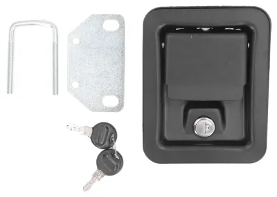 Productafbeelding van IJzeren slot voor gereedschapskisten voor vrachtwagens, 140 x 108 mm, sleutel voor de deuren van gereedschapskisten en aanhangwagens, met 2 sleutels