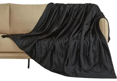 Obrázek produktu pro Měkká saténová přehoz na postel, pohovku nebo gauč, 220 x 240 cm, černá