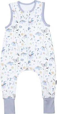 Produktbild von TupTam Sommerschlafsack Baby mit Beinen– Leichter Schlafsack Baby Sommer 0.5 TOG, , Farbe: Blau_Blumen_Schmetterlinge, Größe: 80-86