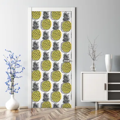 Produktbild von Dekorative Türposter selbstklebend Wandaufkleber Türaufkleber Grau Blüten Tropisch 85 x 200 cm