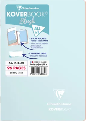 Produktbild von Clairefontaine 5x Koverbook Heft A5 48 Blatt liniert Eisblau/Koralle 961772C
