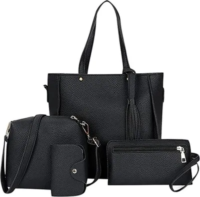 Produktbild von 4-teiliges Set aus Handtasche und Umhängetasche für Damen, Geldbörse und Kartenhalter, eleganter multifunktionaler Tagesrucksack, große Kapazität, Reisetaschen, Umhängetaschen