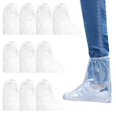 Produktbild von 10 Stš¹ck Schuhš¹berzieher Einweg Wasserdicht Rei?fest š¹berschuhe mit Gummiband Schutz fš¹r Schuhe bis Gr??e 46 Arbeitsschuhe Haushalt
