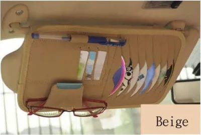 Produktbild von System-S CD / DVD Sonnenblenden-Halterung  Auto KFZ CD Halter Organizer Aufbewahrung Tasche in Beige