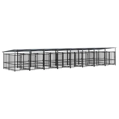 Image de vidaXL Enclos extérieur pour chiens avec toit Acier 15,02 m