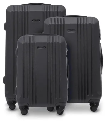 Image de Ensemble de valises rigides en 3 pièces - Coque en ABS - Tailles : 51/61/71 cm - Poignée télescopique - 4 roulettes à 360° - Serrure à combinaison - Noir